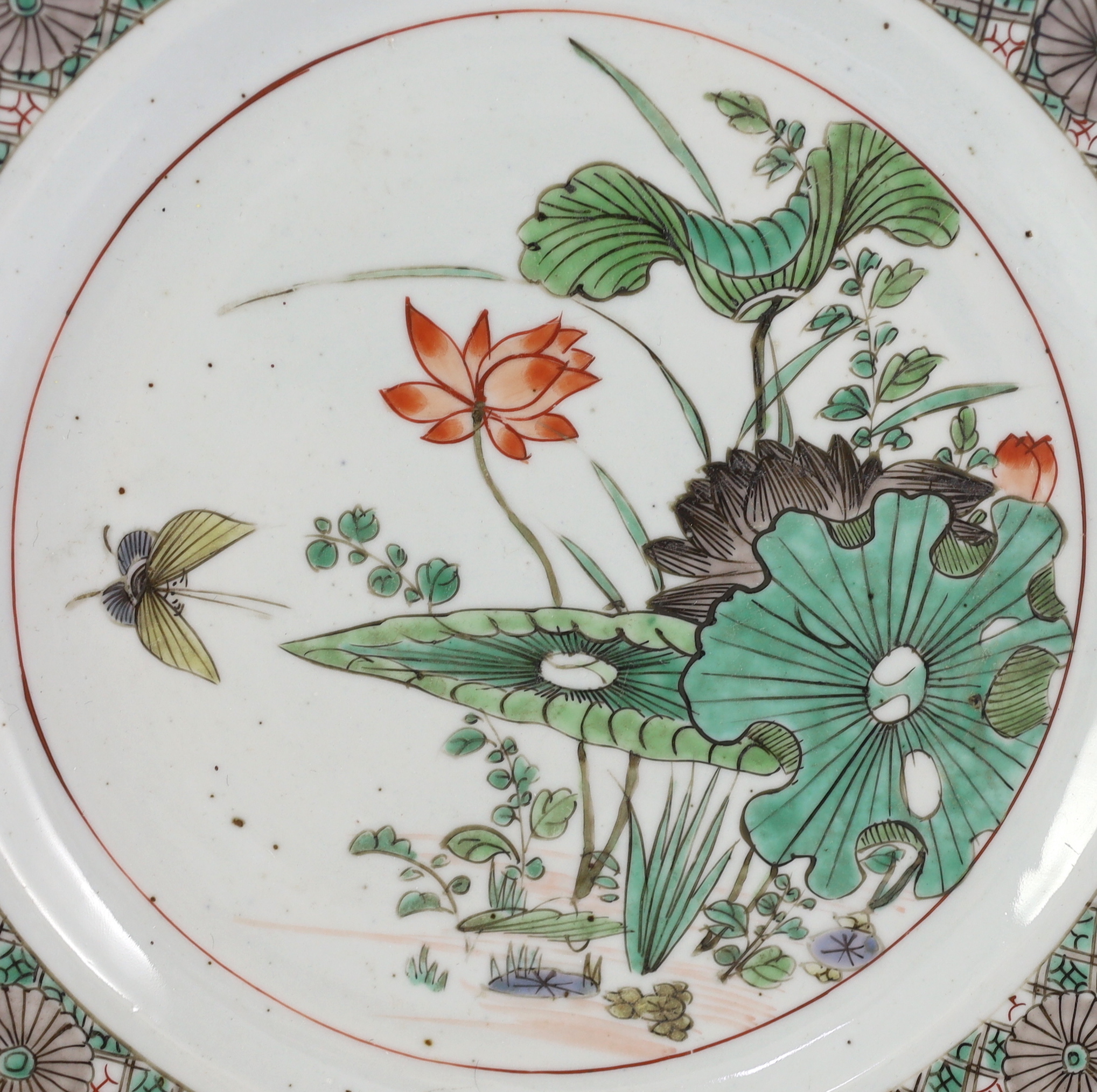 A Chinese famille verte ‘lotus pond’ plate, Kangxi period